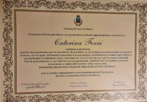 Riconoscimento per Caterina Ferri a Forte dei Marmi